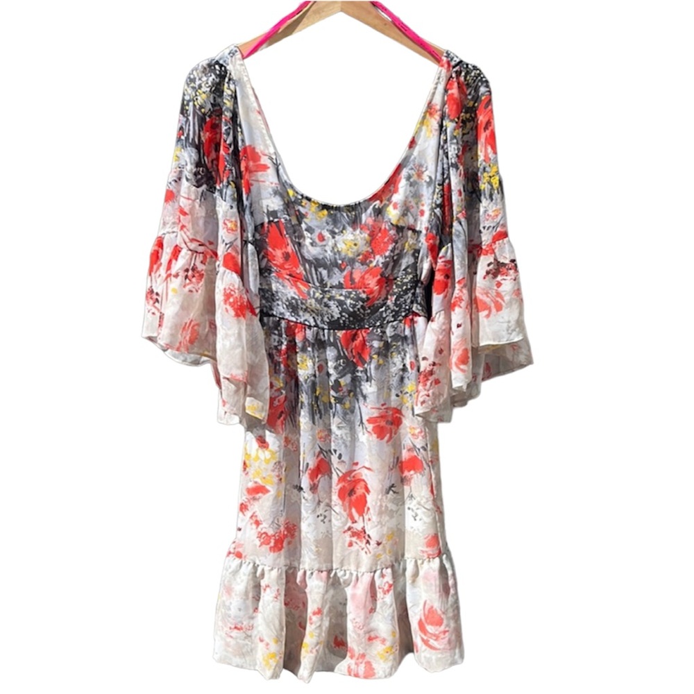 NWT Betsey Johnson Boho Floral Flowy Bell Sleeve Dress